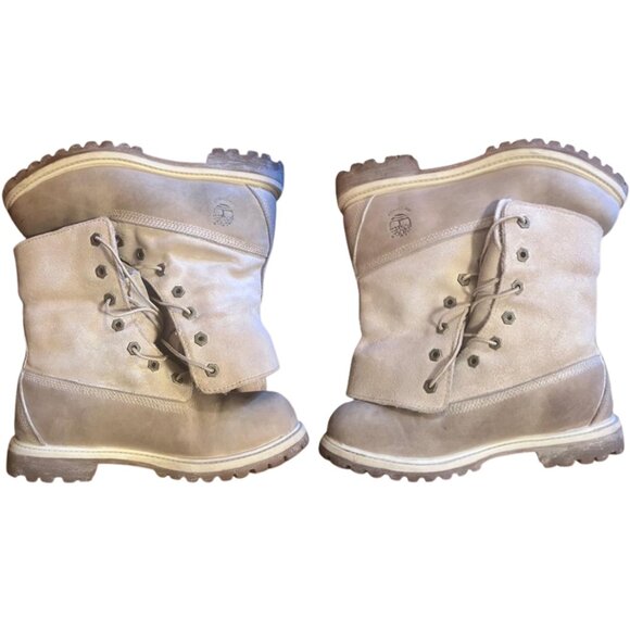 Timberland Teddy Fleece Fold Over Lace Boots Size 8 - Picture 5 of 8
